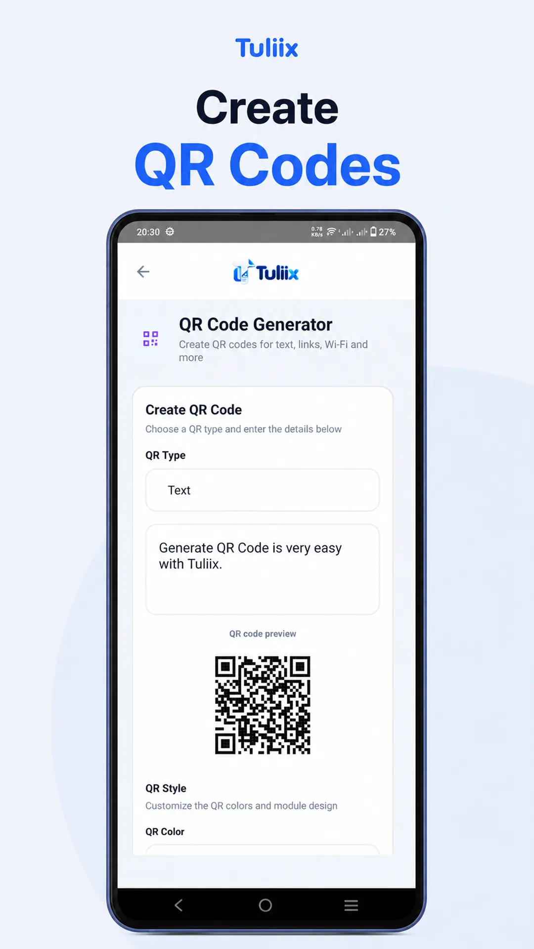 Tuliix QR code generator